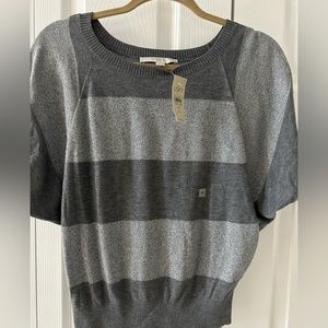 LOFT light sweater stripes with a shimmer look.